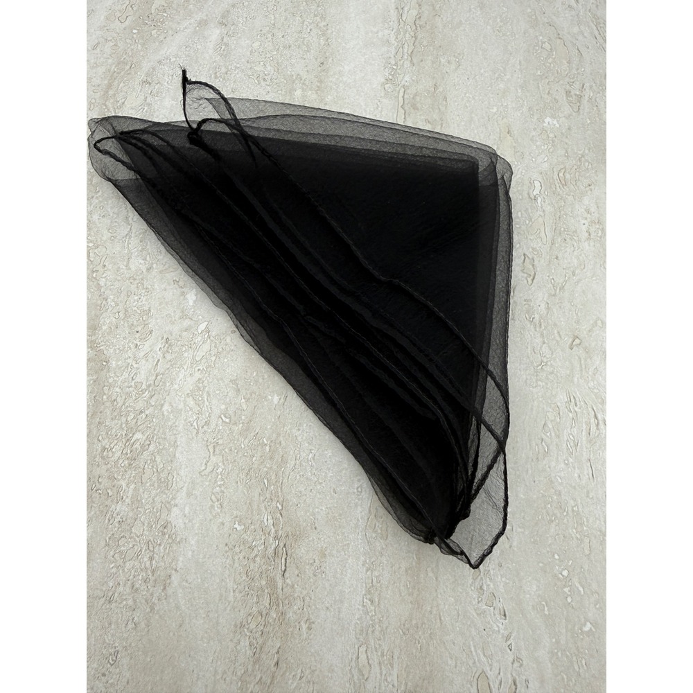 Vintage 50s 60s Black Sheer Chiffon Scarf 25.5" Square Gothic Headscarf